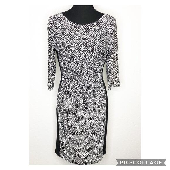 Lauren Ralph Lauren black white graphic print sheath dress size 8 - Picture 1 of 14